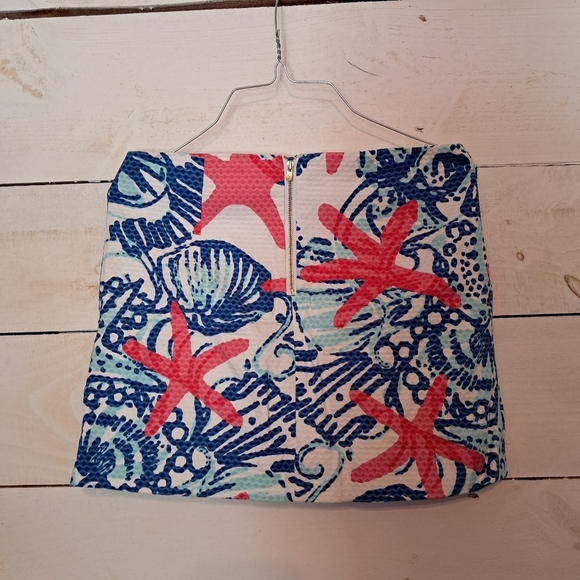 Lilly Pulitzer She She Shells Skirt Size 0 Cotton Lined Mini Skirt Starfish - Picture 3 of 8